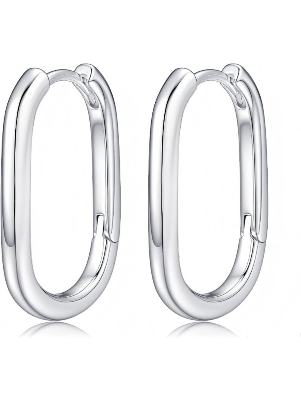 Tiny Rectangular Hoop Earrings in 925 Sterling Silver for Women - Elegant & Chic